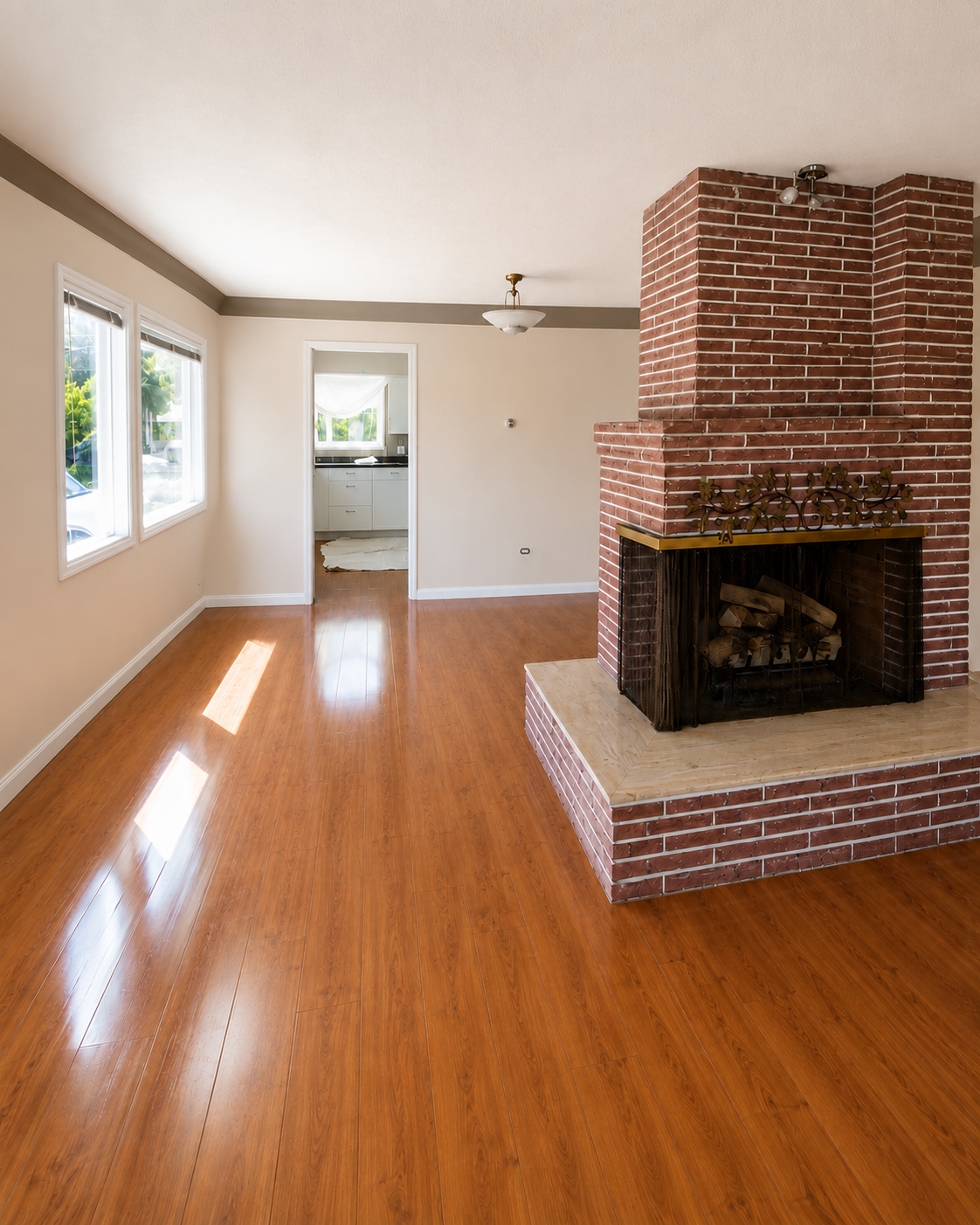 Living Room & Brick Fireplace Refresh — before