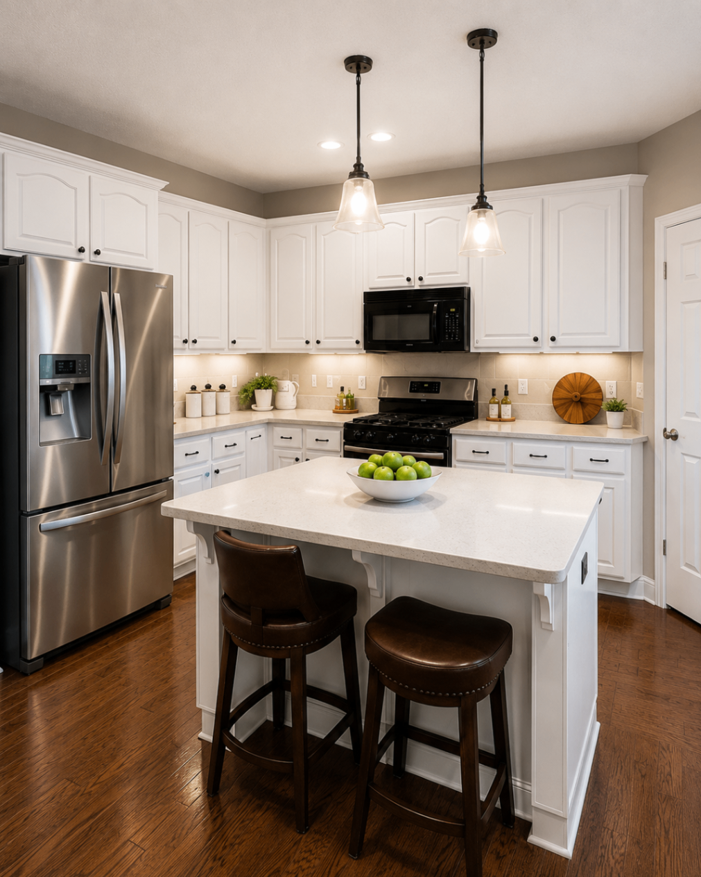 Oak to Bright White Kitchen — after