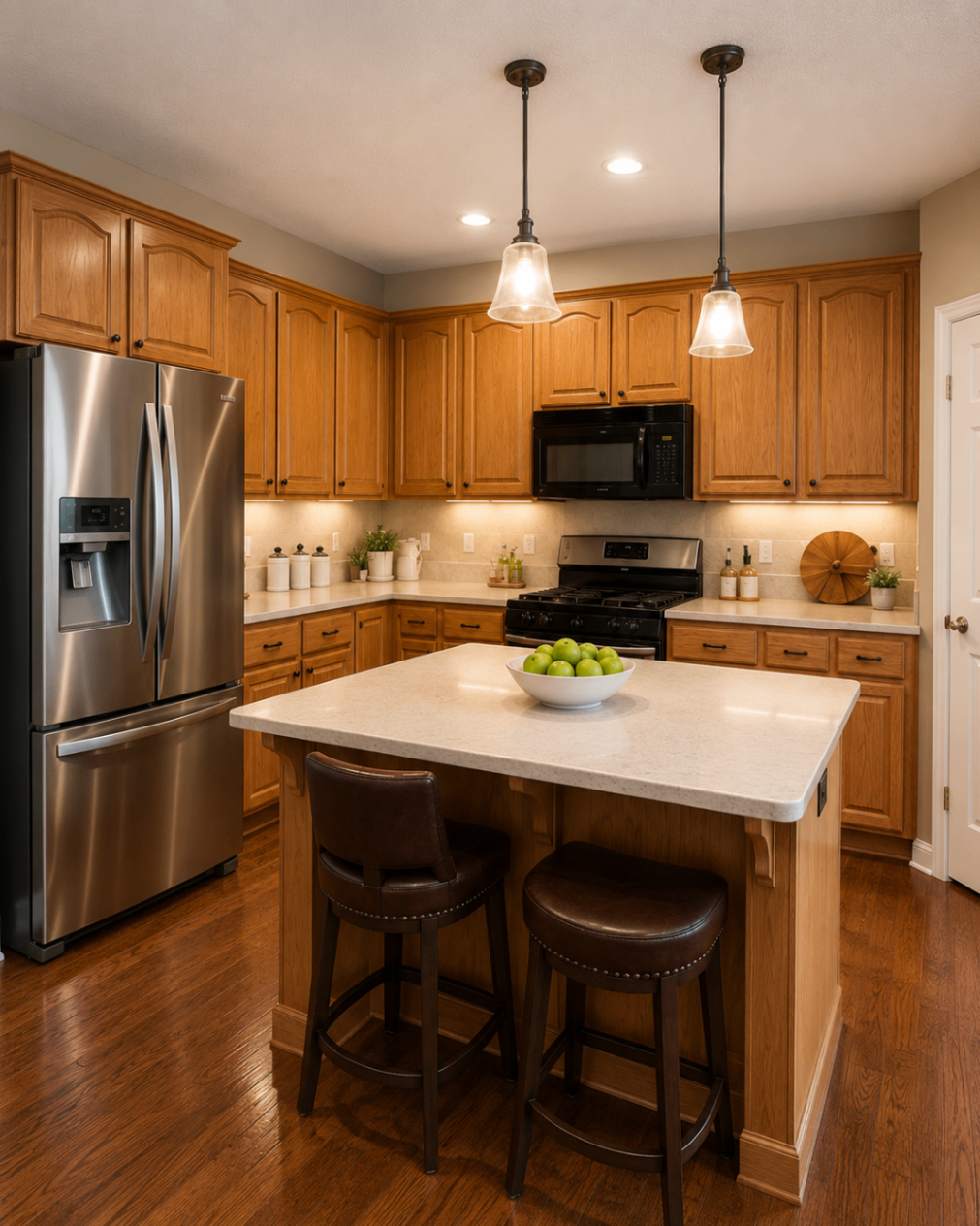 Oak to Bright White Kitchen — before